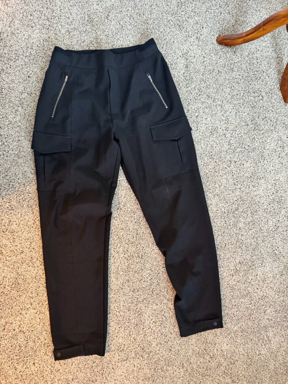 Athleta Black Stretch Utility Jogger Pants 10 Tall Zip Pocket Travel